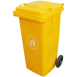 BASURERO 120L TAPA Y RUEDAS AMARILLO sin pedal ASTROPACK